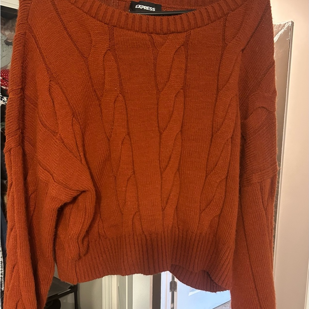 Express Women's Sweater, crop oversized, burnt orange